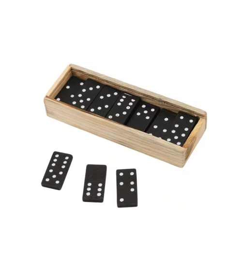 Schwarze Domino-Holzkiste...
